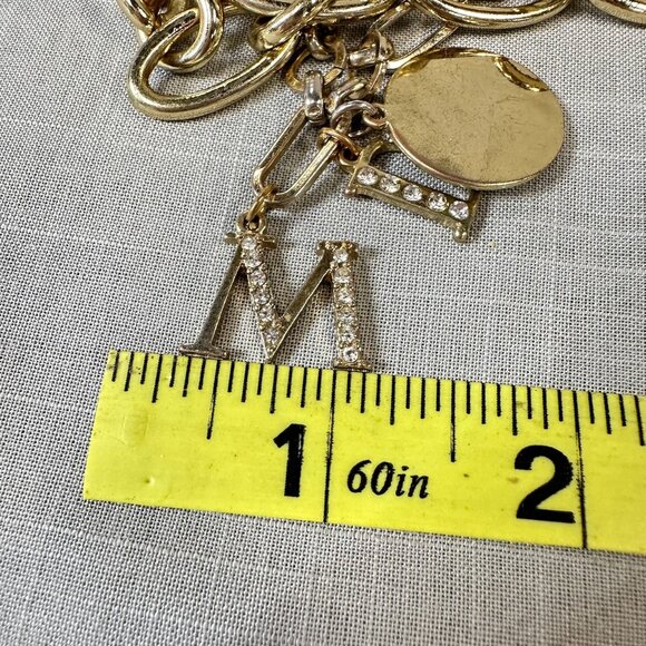 M and D Intials Multi-Chain Gold Tone Toggle Bracelet - Picture 9 of 10